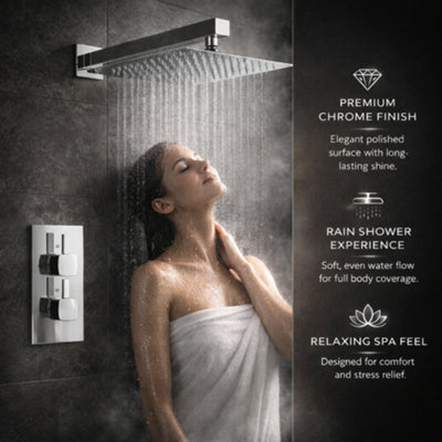 Billtix 2 Way Square Concealed Thermostatic Mixer Shower with 2 Dial ...