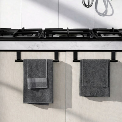 Towel Bar Adjustable 16-24 Inch – SUS304 Stainless Steel, Matte Black, No-Drill Self-Adhesive Or Wall Mount For Bathroom/Kitchen