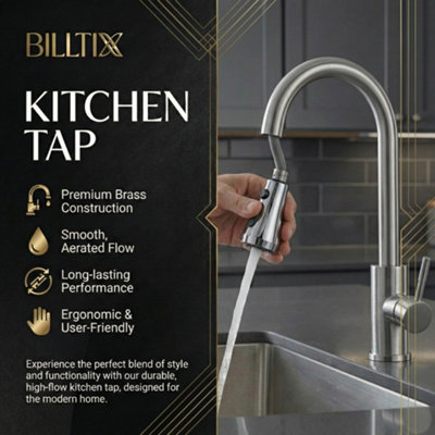 Billtix Chrome Kitchen Mixer Tap, Kitchen Sink Mixer Taps 360 swivel ...