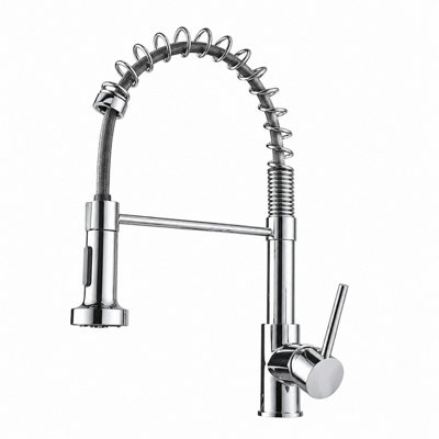 Billtix Chrome Kitchen Mixer Tap, Monobolic Kitchen Sink Mixer Tap with Pull Out Hose Spray Single Lever