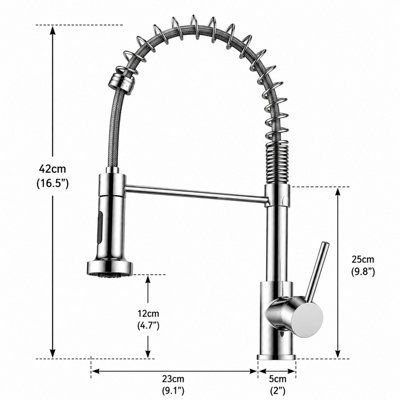 Billtix Chrome Kitchen Mixer Tap, Monobolic Kitchen Sink Mixer Tap with Pull Out Hose Spray Single Lever