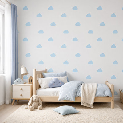 BILLTIX Cloud Wallpaper Blue And White Kids Wallpaper for Children's Bedroom Nursery, Playroom And Modern Feature Wall Décor