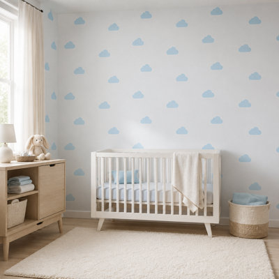 BILLTIX Cloud Wallpaper Blue And White Kids Wallpaper for Children's Bedroom Nursery, Playroom And Modern Feature Wall Décor