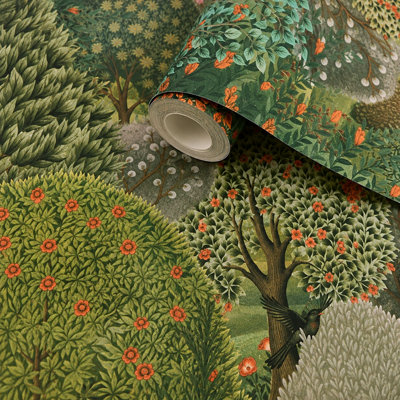 BILLTIX Green Tree Tapestry Wallpaper Forest Woodland Botanical Floral ...