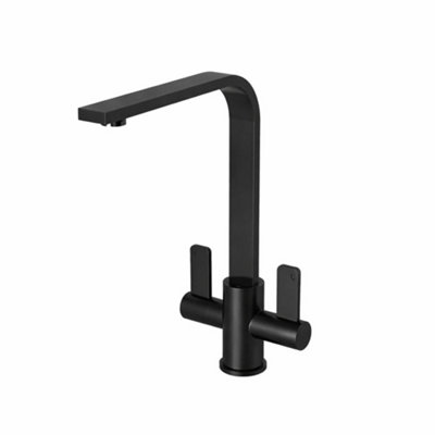 Curated visual reference: Gallery Detail: Billtix Kitchen Mixer Tap Matte Black Dual Handle Kitchen Tap