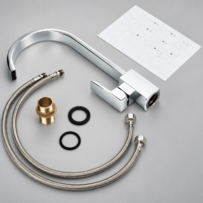 Billtix Kitchen Tap Mixer Chrome, Brass Faucet, Waterfall design Spout, 360 Swivel Spout, Single Lever, Deck Mounted Sink Tap