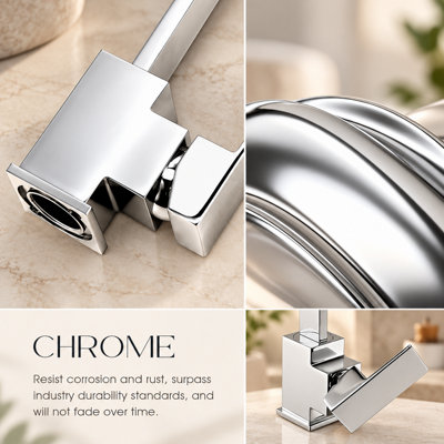 Billtix Kitchen Tap Mixer Chrome, Brass Faucet, Waterfall design Spout, 360 Swivel Spout, Single Lever, Deck Mounted Sink Tap