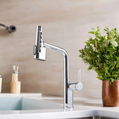 Billtix Modern Pull-Out Kitchen Mixer Tap with Dual Spray Spout Swivel ...