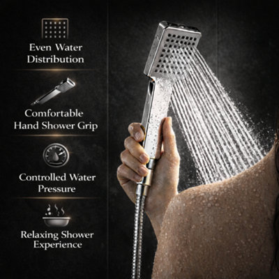 Billtix Square Shower Kit Twin Head Mixer Rail Riser Set Chrome ...