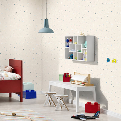 BILLTIX Star Wallpaper for Kids, White Multicolour Children's Bedroom Wallpaper for Nursery And Boys Girls Room