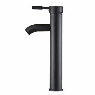 Billtix Tall Basin Mixer Tap 30cm Matt Black High Rise Bathroom Sink Monobloc, Single Lever Countertop, Vessel Basin Faucet