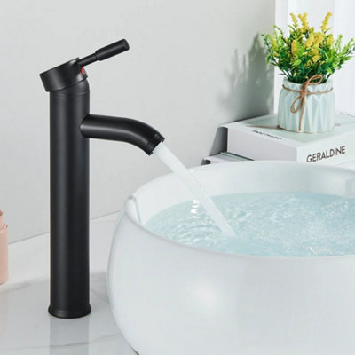 Billtix Tall Basin Mixer Tap 30cm Matt Black High Rise Bathroom Sink Monobloc, Single Lever Countertop, Vessel Basin Faucet