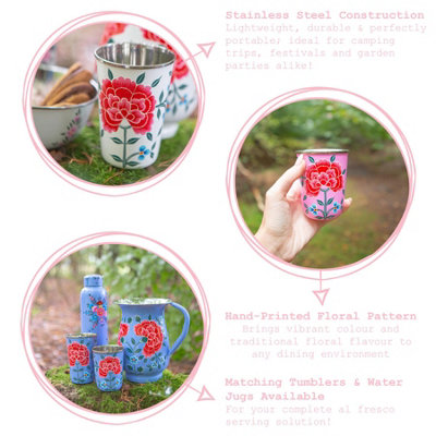 BillyCan Hand-Painted Picnic Cup - 300ml - Carbon Peony