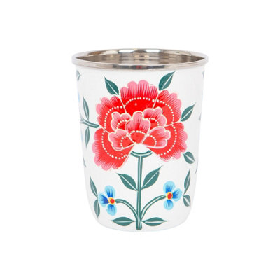 BillyCan HandPainted Picnic Cup 300ml Cotton Peony DIY at B&Q
