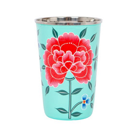 BillyCan Hand-Painted Picnic Cup - 400ml - Mint Peony
