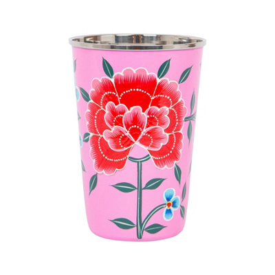 BillyCan Hand-Painted Picnic Cup - 400ml - Raspberry Peony