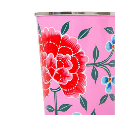 BillyCan Hand-Painted Picnic Cups - 300ml - Raspberry Peony - Pack of 6