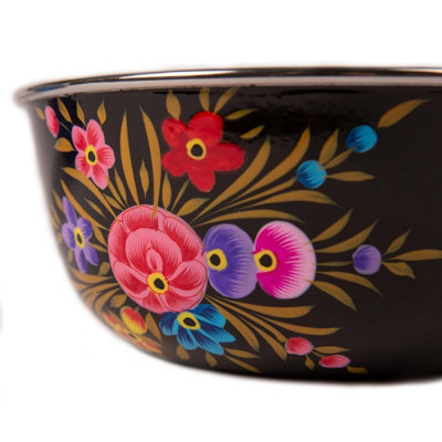 BillyCan Hand-Painted Picnic Snack Bowl - 14.5cm - Carbon Pansy