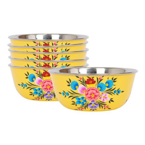 BillyCan Hand-Painted Picnic Snack Bowls - 14.5cm - Buttercup Pansy - Pack of 6