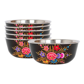 BillyCan Hand-Painted Picnic Snack Bowls - 14.5cm - Carbon Pansy - Pack of 6