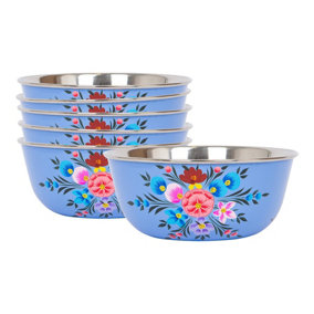 BillyCan Hand-Painted Picnic Snack Bowls - 14.5cm - Ocean Pansy - Pack of 6