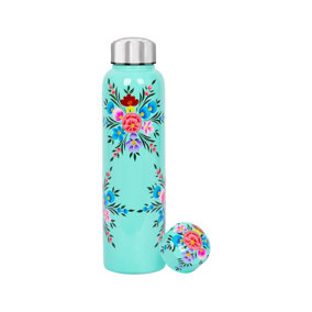 BillyCan Hand-Painted Picnic Water Bottle - 875ml - Mint Pansy