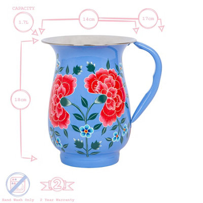 BillyCan Hand-Painted Picnic Water Jug - 1.7L - Cotton Peony