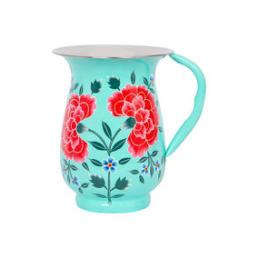 BillyCan Hand-Painted Picnic Water Jug - 1.7L - Mint Peony