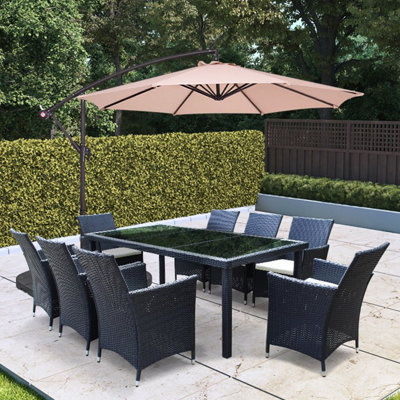 BillyOh 2.7m Garden Parasol Cantilever 6 Ribs with Crank and Tilt - Beige