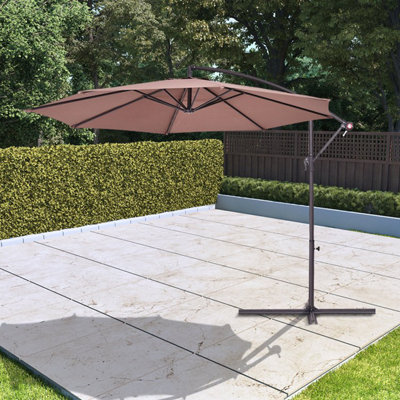 BillyOh 3m Garden Parasol Cantilever 8 Ribs with Crank - Tan