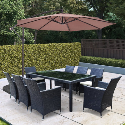 BillyOh 3m Garden Parasol Cantilever 8 Ribs with Crank - Tan