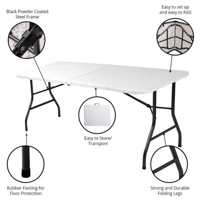 BillyOh 6ft Heavy Duty Plastic Folding Outdoor Trestle Table - 3