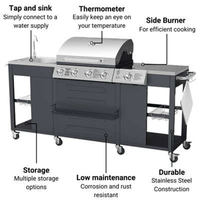 BillyOh Alabama 4 Burner Gas BBQ with Sink - 3