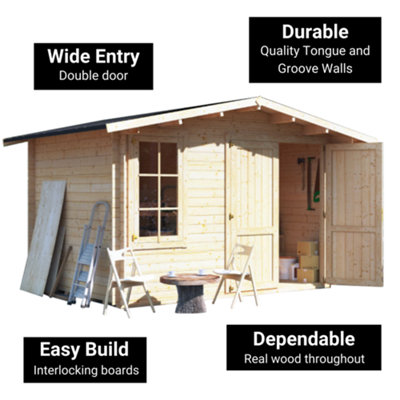 BillyOh Alpine Workshop Log Cabin - 3.5m x 3.0m - 19mm Thickness