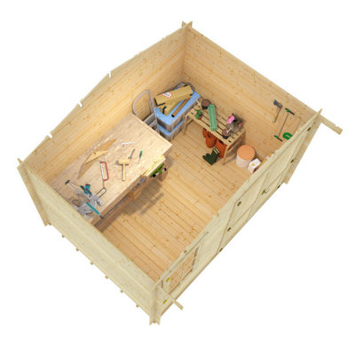 BillyOh Alpine Workshop Log Cabin - 3.5m x 3.0m - 19mm Thickness - 5