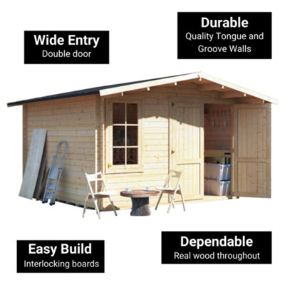 BillyOh Alpine Workshop Log Cabin - 3.5m x 3.5m - 19mm Thickness