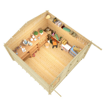 BillyOh Alpine Workshop Log Cabin - 3.5m x 3.5m - 19mm Thickness - 5