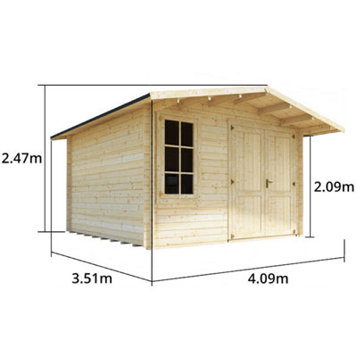 BillyOh Alpine Workshop Log Cabin - 3.5m x 3.5m - 19mm Thickness - 6