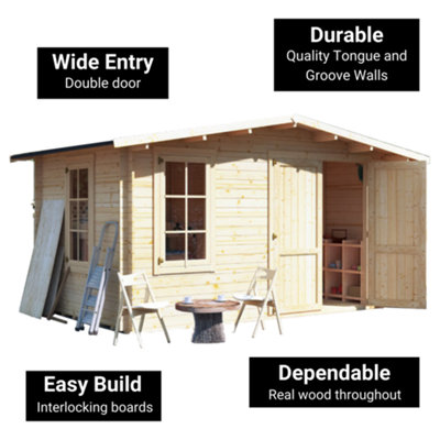 BillyOh Alpine Workshop Log Cabin - 4.0m x 3.0m - 28mm Thickness