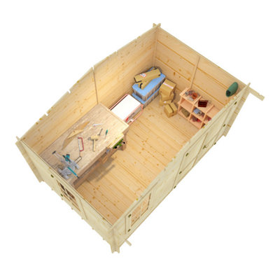 BillyOh Alpine Workshop Log Cabin - 4.0m x 3.0m - 28mm Thickness - 5