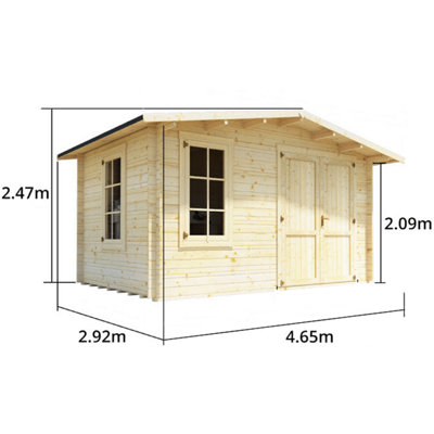 BillyOh Alpine Workshop Log Cabin - 4.0m x 3.0m - 28mm Thickness - 6