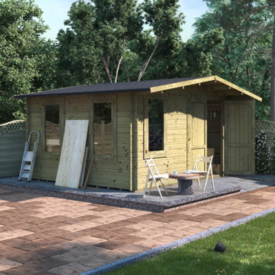 BillyOh Alpine Workshop Log Cabin - 4.0m x 4.0m - 28mm Thickness - 7