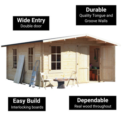 BillyOh Alpine Workshop Log Cabin - 4.0m x 5.0m - 28mm Thickness