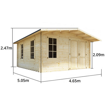 BillyOh Alpine Workshop Log Cabin - 4.0m x 5.0m - 28mm Thickness - 7