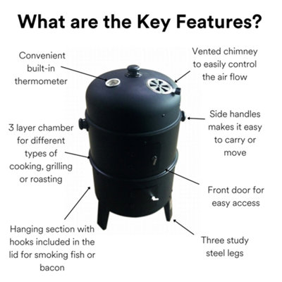 BillyOh Arizona 3 in 1 Charcoal Smoker Steel Upright BBQ Drum - 5
