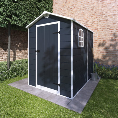 BillyOh Ashford Apex Plastic Garden Storage Shed Including Foundation Kit Grey - 4 x 6