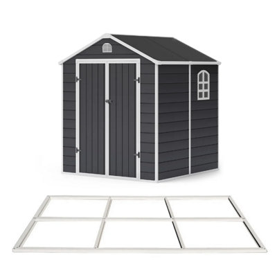 BillyOh Ashford Apex Plastic Garden Storage Shed Including Foundation Kit Grey - 6 x 6