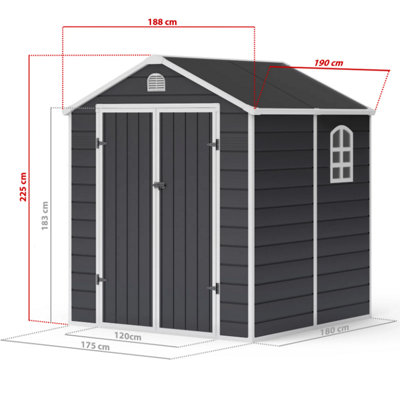 BillyOh Ashford Apex Plastic Garden Storage Shed Including Foundation Kit Grey - 6 x 6 - 4