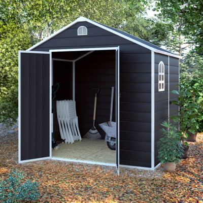 BillyOh Ashford Apex Plastic Garden Storage Shed Including Foundation Kit Grey - 6 x 6 - 5