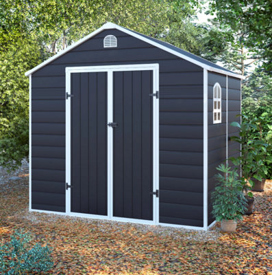 BillyOh Ashford Apex Plastic Garden Storage Shed Including Foundation Kit Grey - 6 x 6 - 6